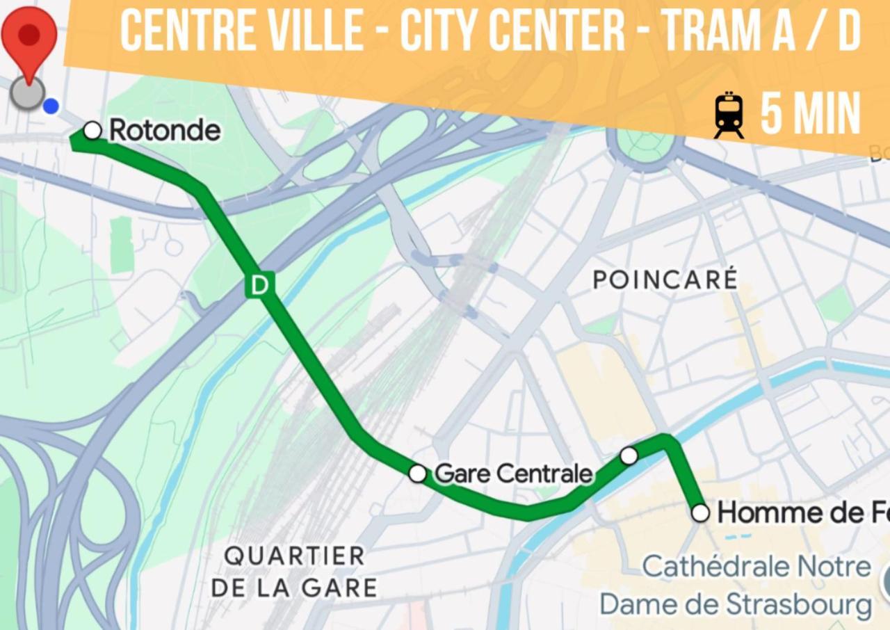 Lit Rond Tres Grand Et Confortable - Garage Possible Ou Parking Gratuit Rue - Gare 2 Min Et Ville 4 Min En Tram - Ciel Etoile - Netflix Videoprojecteur - Luxe Et Evasion Στρασβούργο Εξωτερικό φωτογραφία
